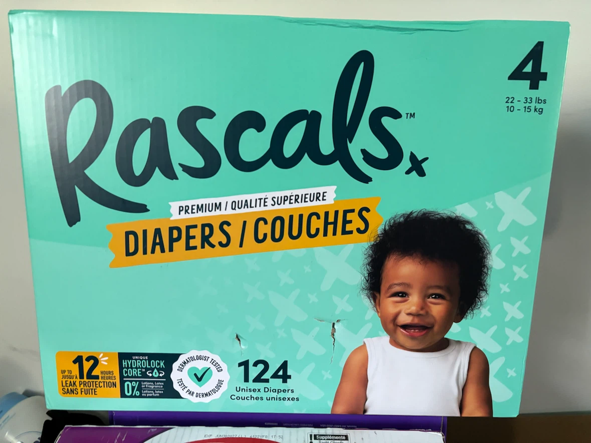 Rascals Premium Baby Diapers Size 4 124 Count