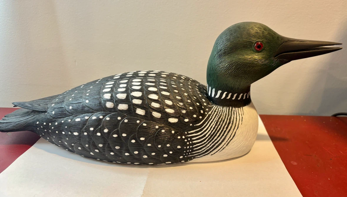 Hand Carved Wooden Loon Decoy