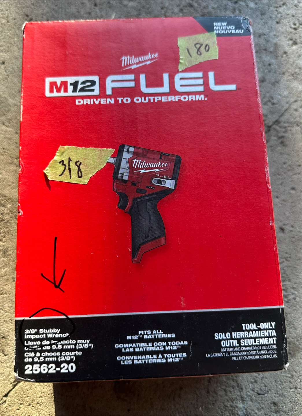 Milwaukee M12 FUEL 3/8" Stubby Impact Wrench (2562-20)