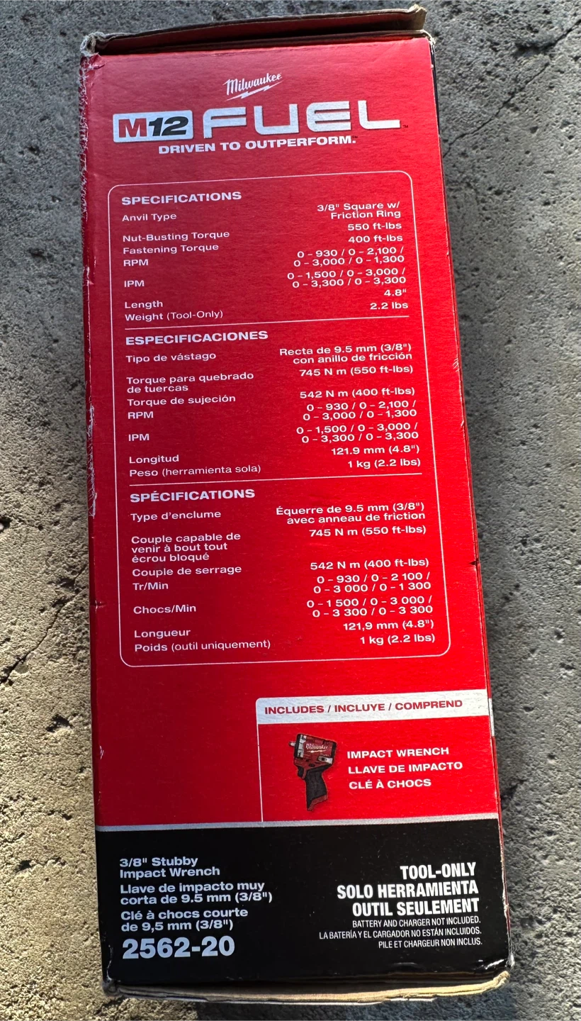 Milwaukee M12 FUEL 3/8" Stubby Impact Wrench (2562-20) - photo 2