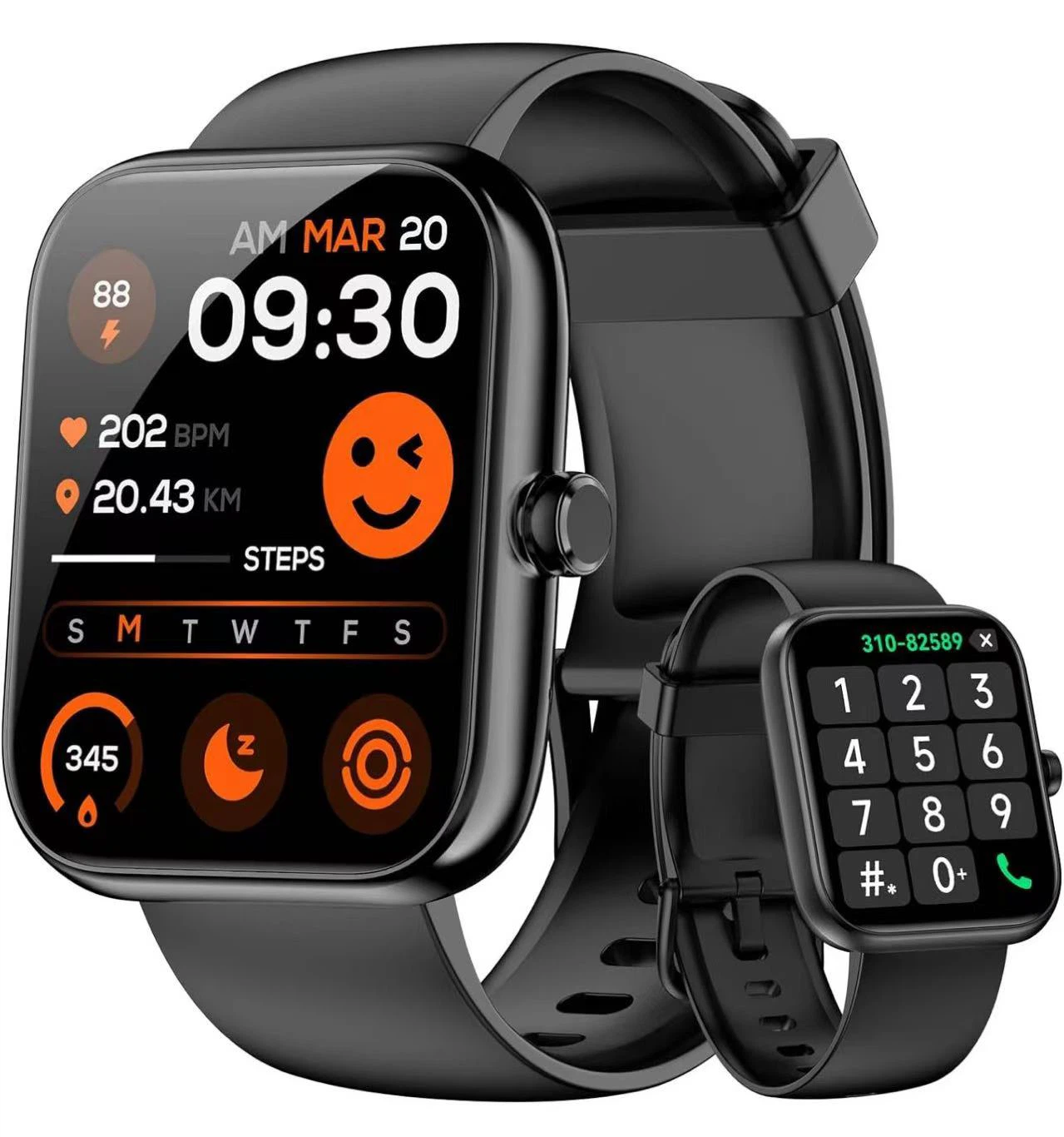 Black Smart Watch with 1.83-inch HD Touch Screen