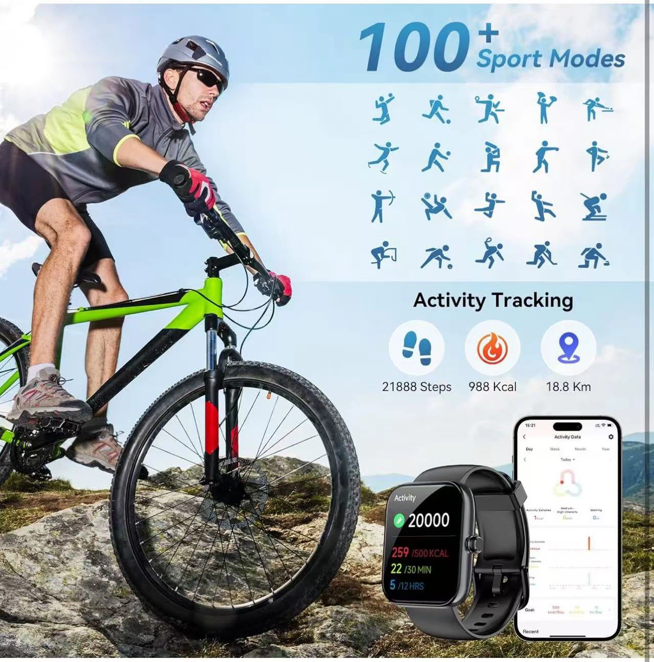 Black Smart Watch with 1.83-inch HD Touch Screen - photo 3