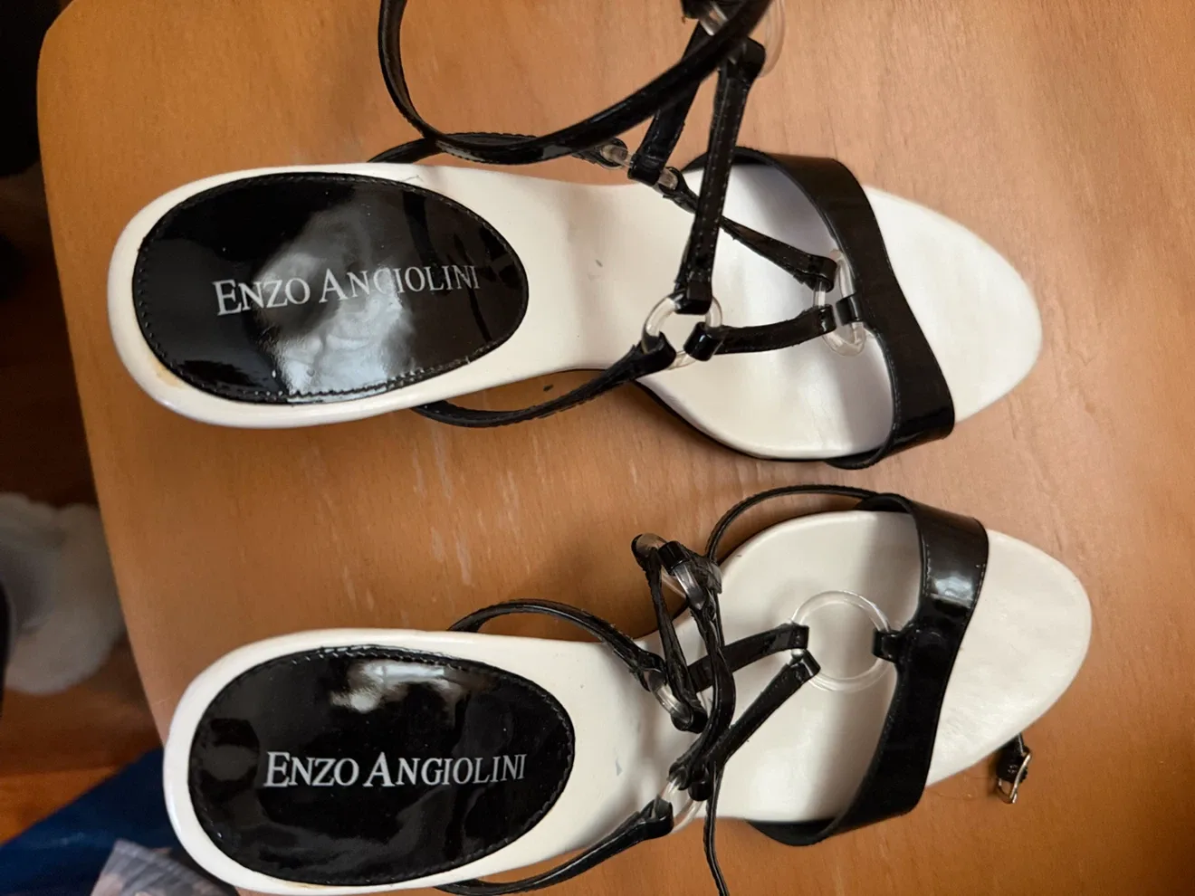 Enzo Angiolini black and white strappy heels - photo 2