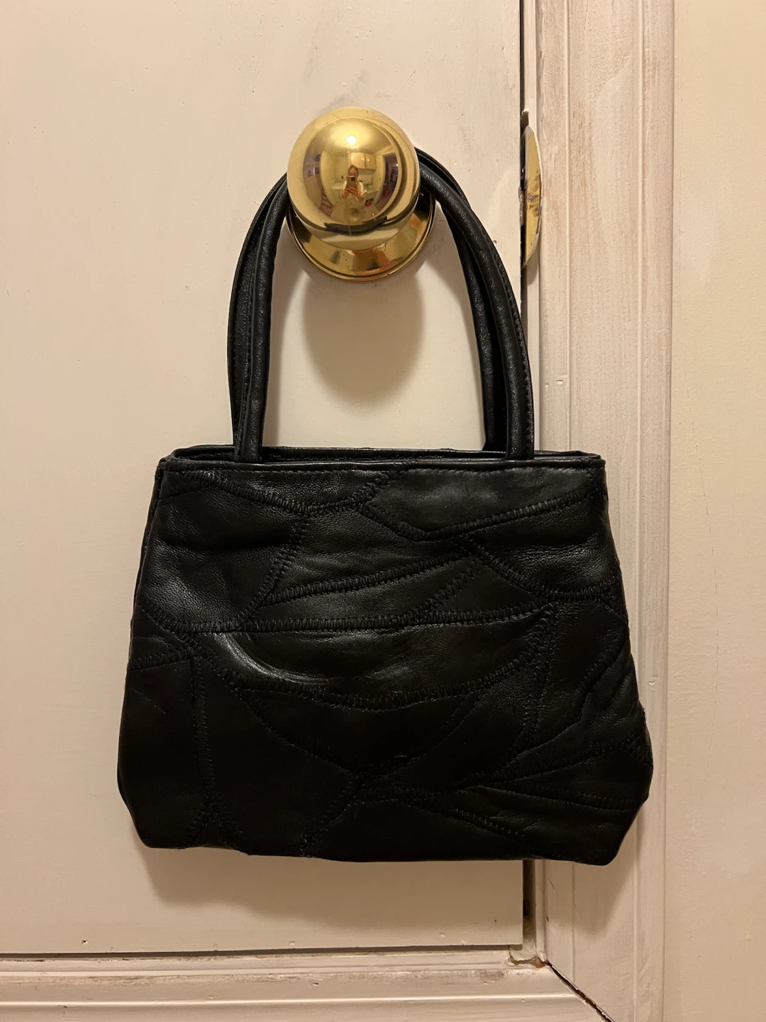 Black Patchwork Leather Handbag