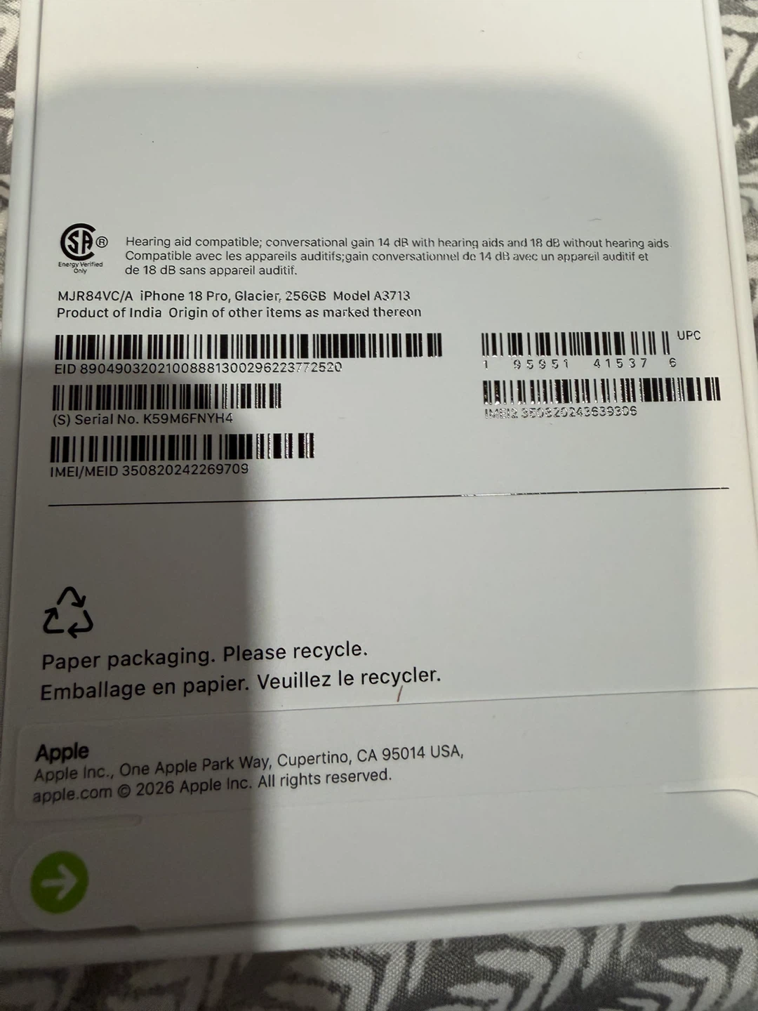 Iphone 18 pro 256GB Glacier - photo 2