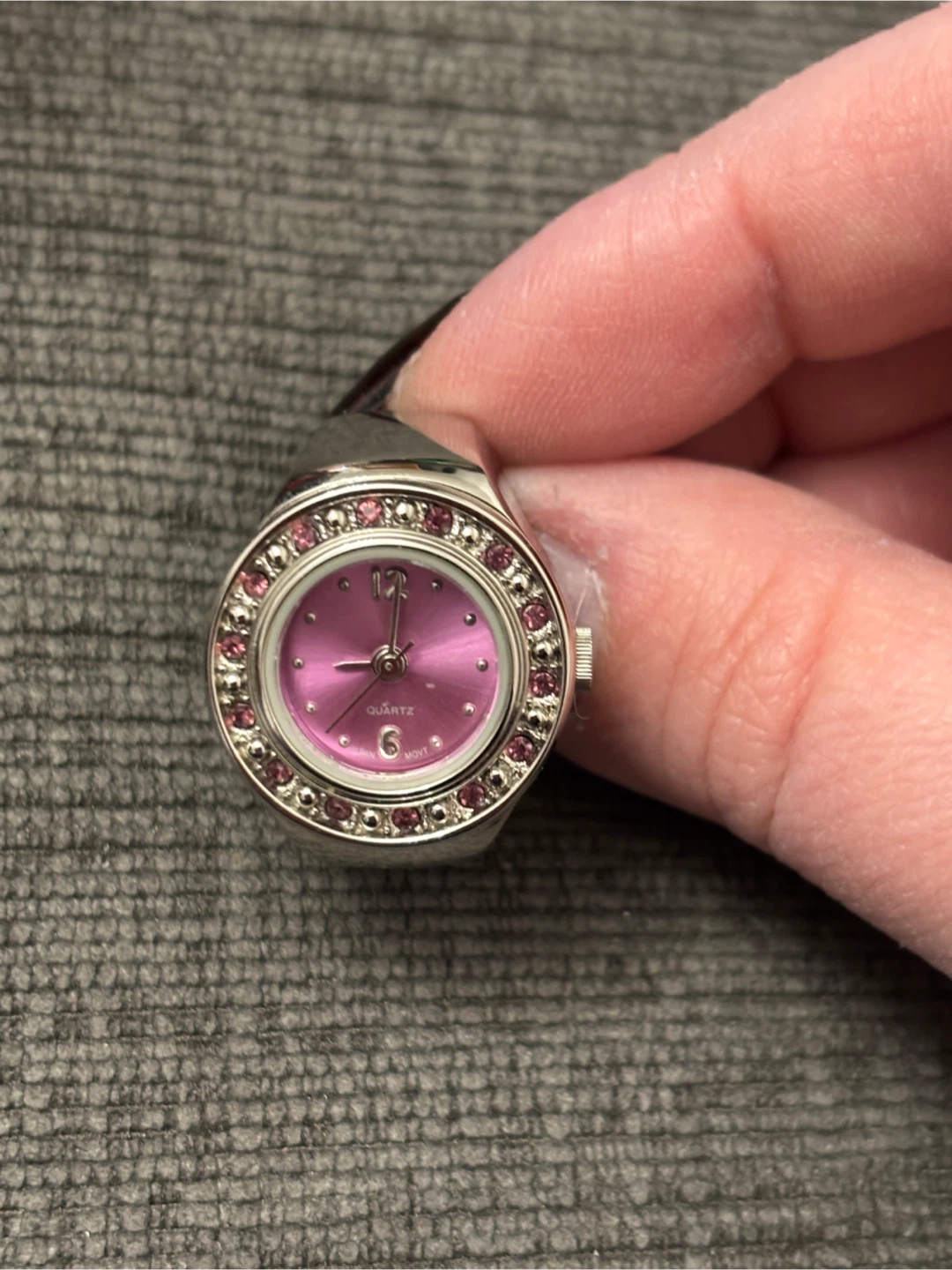 Pink Stone Quartz Ring Watch