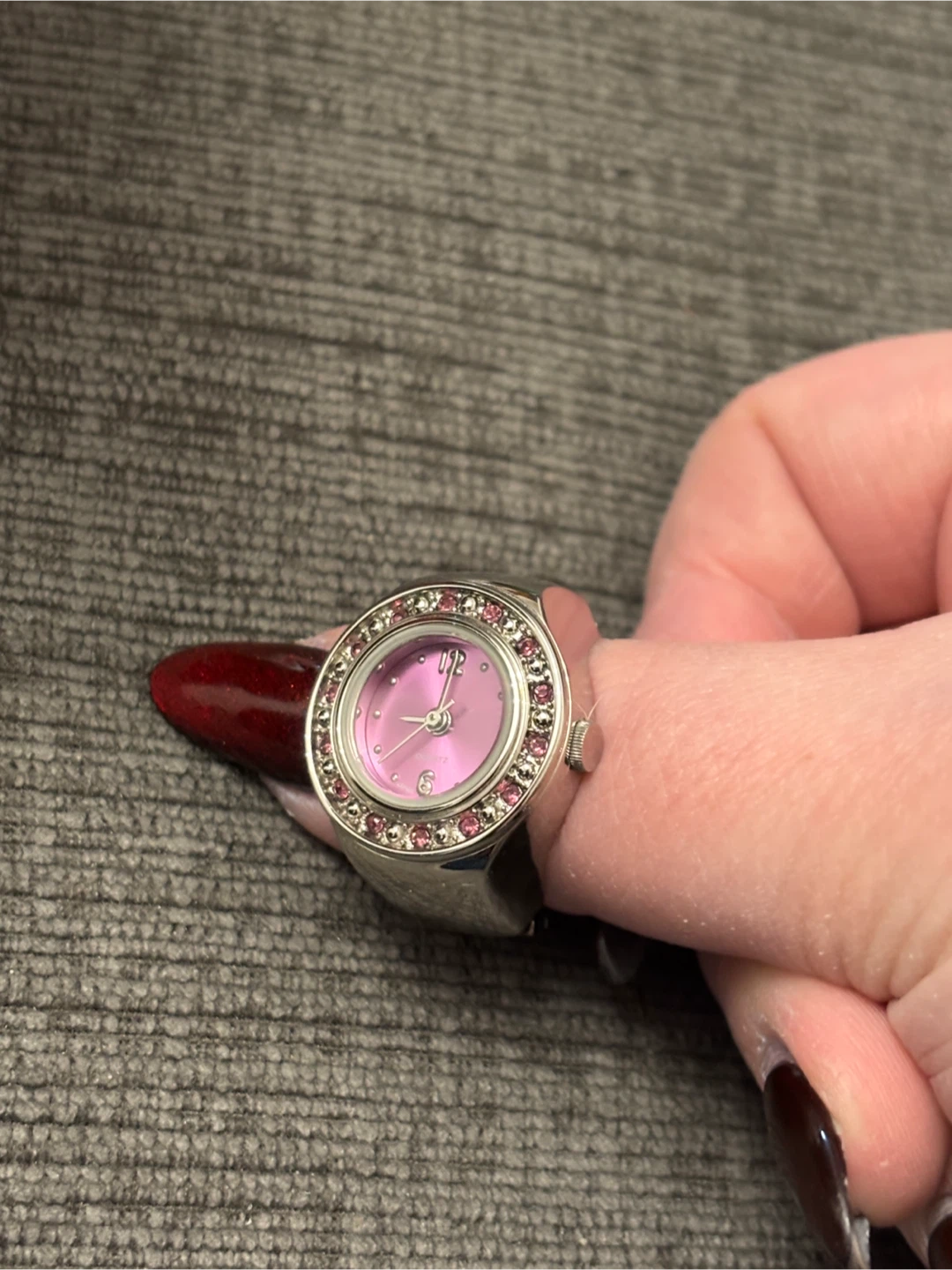 Pink Stone Quartz Ring Watch - photo 3