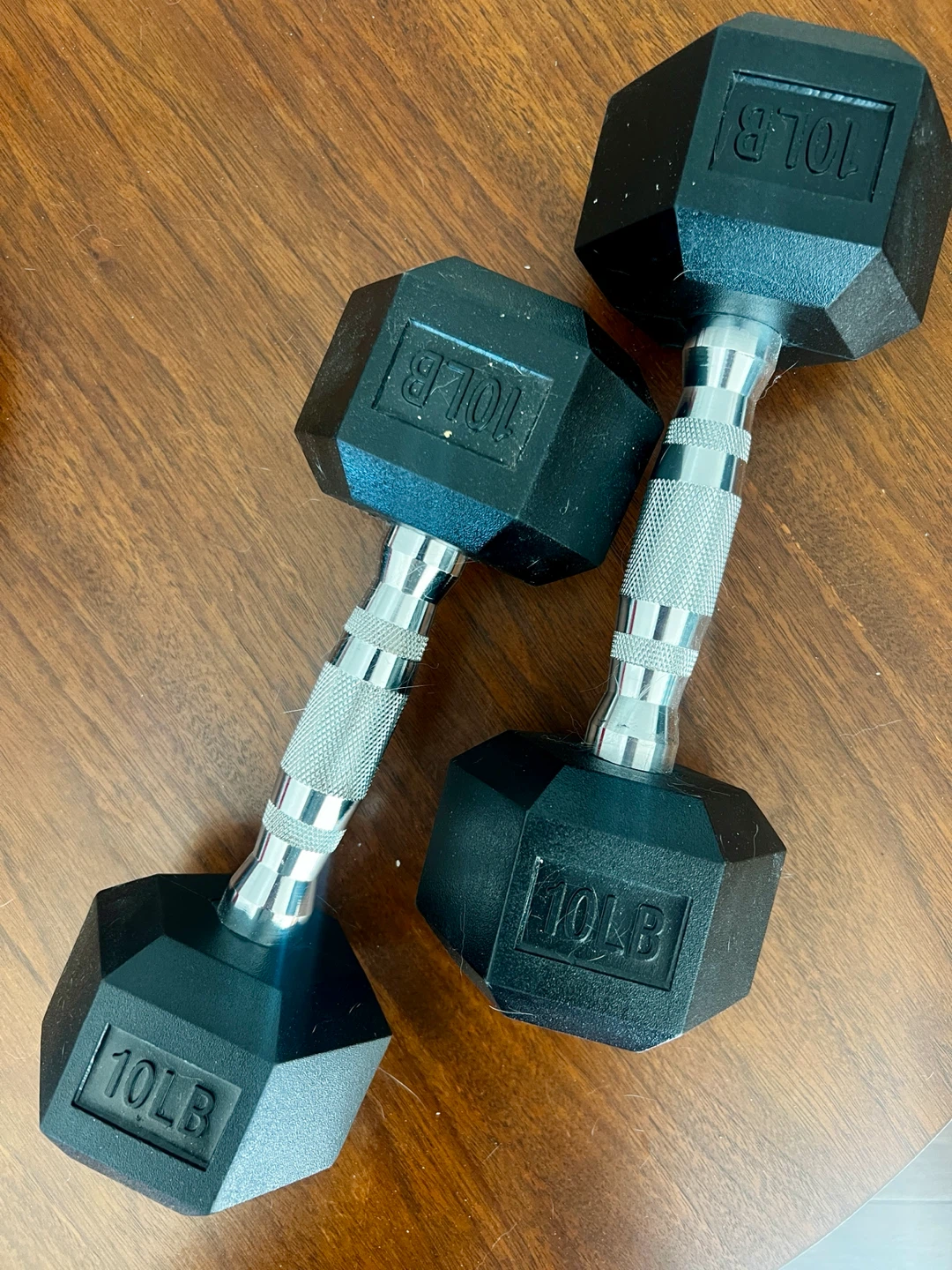 Pair of 10lb Hex Dumbbells