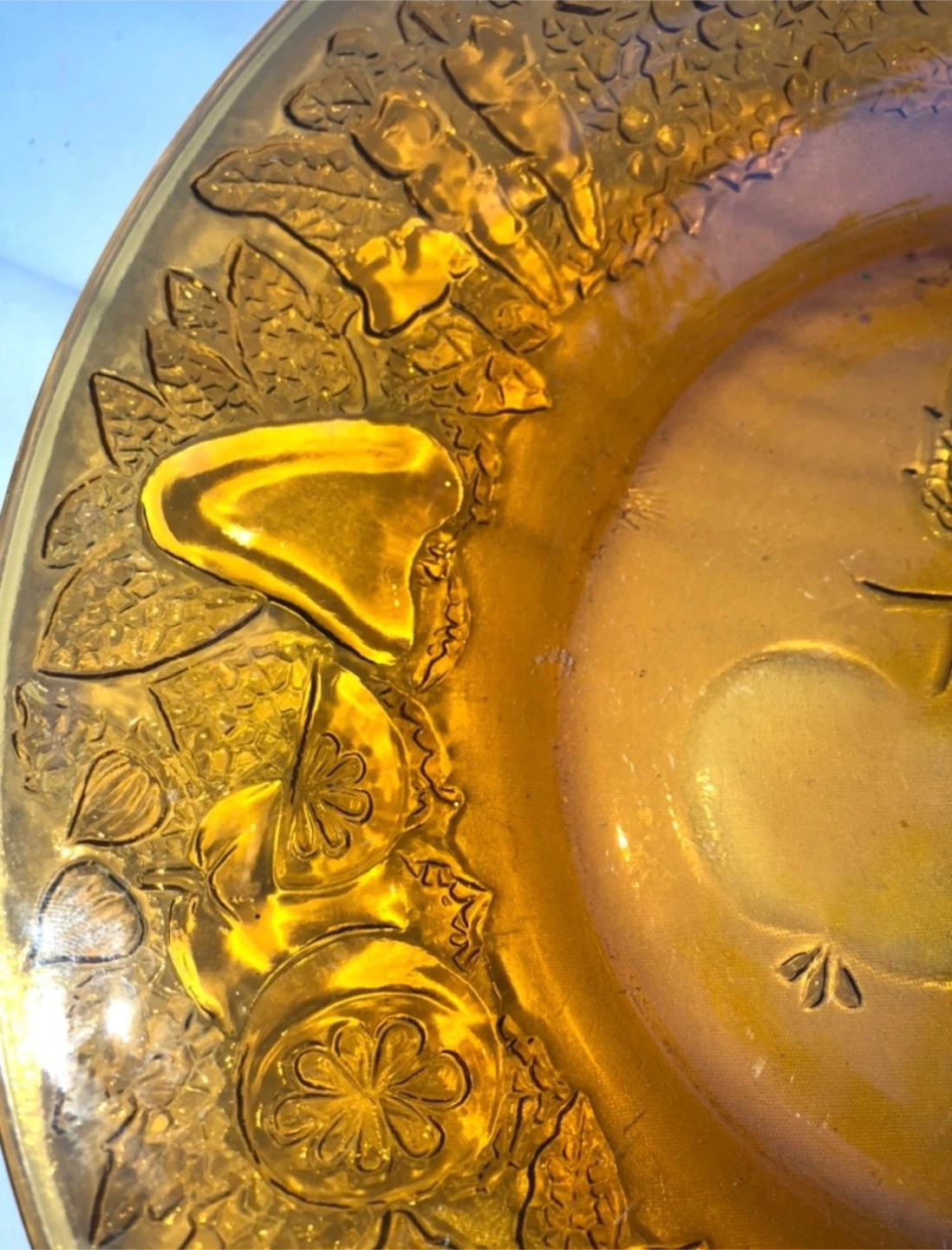 Amber Glass Fruit Motif Serving Plate - photo 2