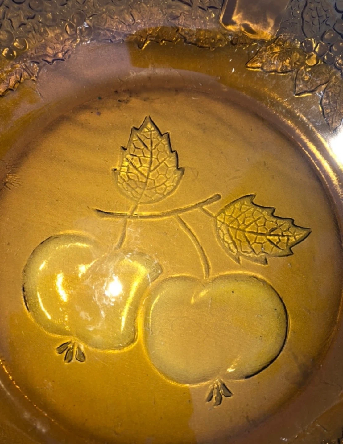 Amber Glass Fruit Motif Serving Plate - photo 3