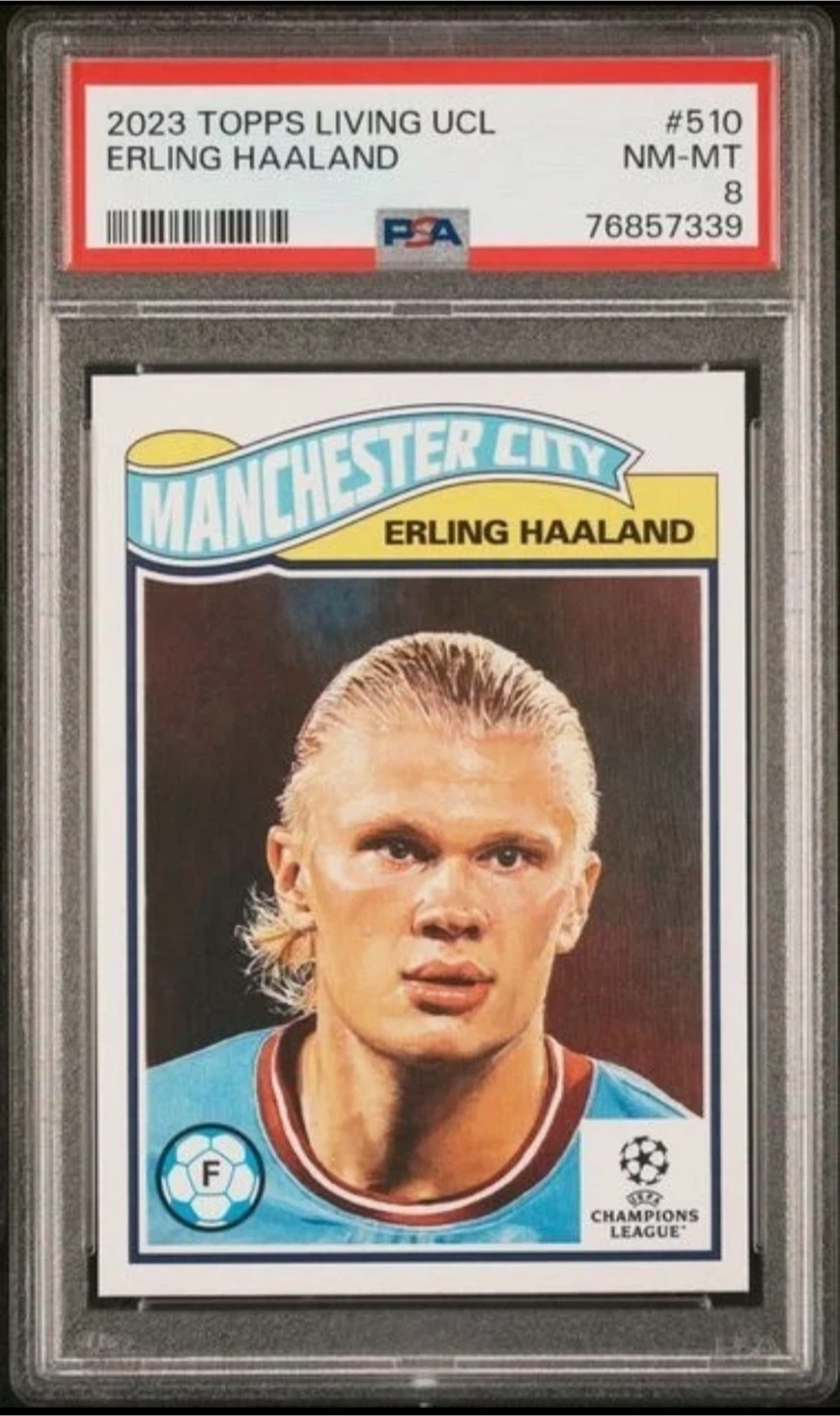 2023 Topps Living Set UCL ERLING HAALAND #510 PSA 8 NM-MT