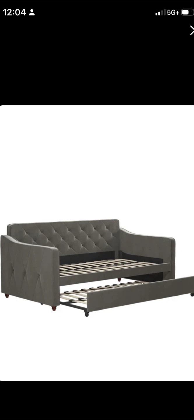 Gray Velvet Daybed with Trundle - photo 3