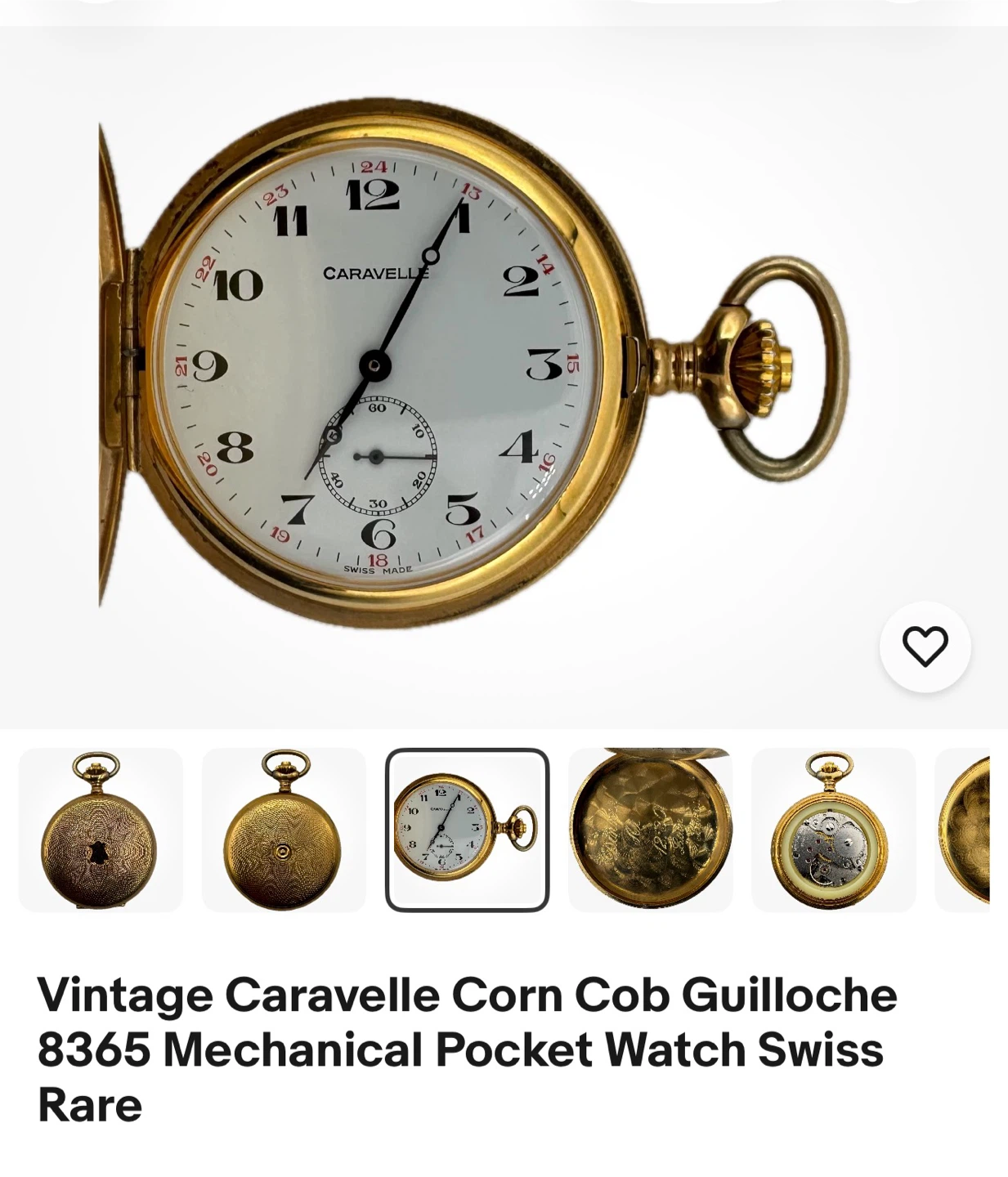 Vintage Caravelle 8365 Mechanical Pocket Watch
