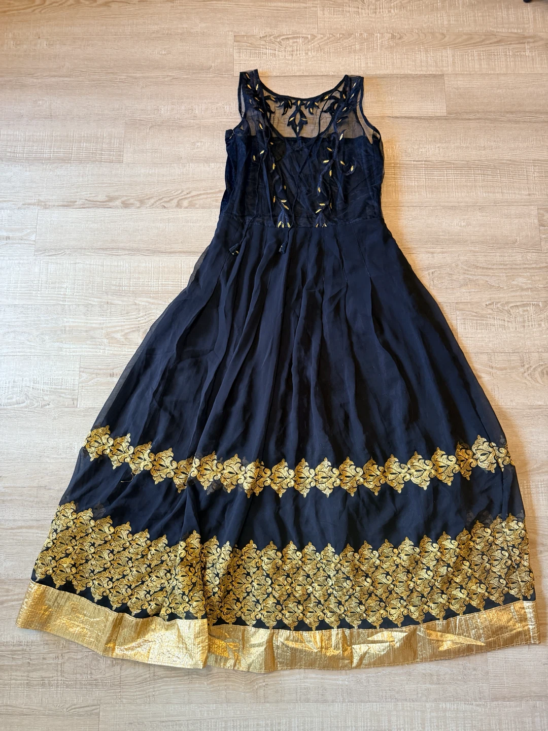 Black and Gold Embroidered Dress