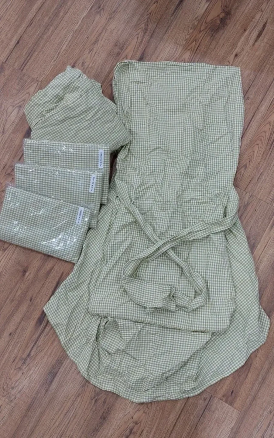 Set of 6 Green Gingham Chair Slipcovers
