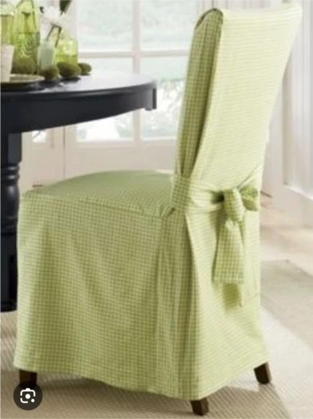 Set of 6 Green Gingham Chair Slipcovers - photo 3