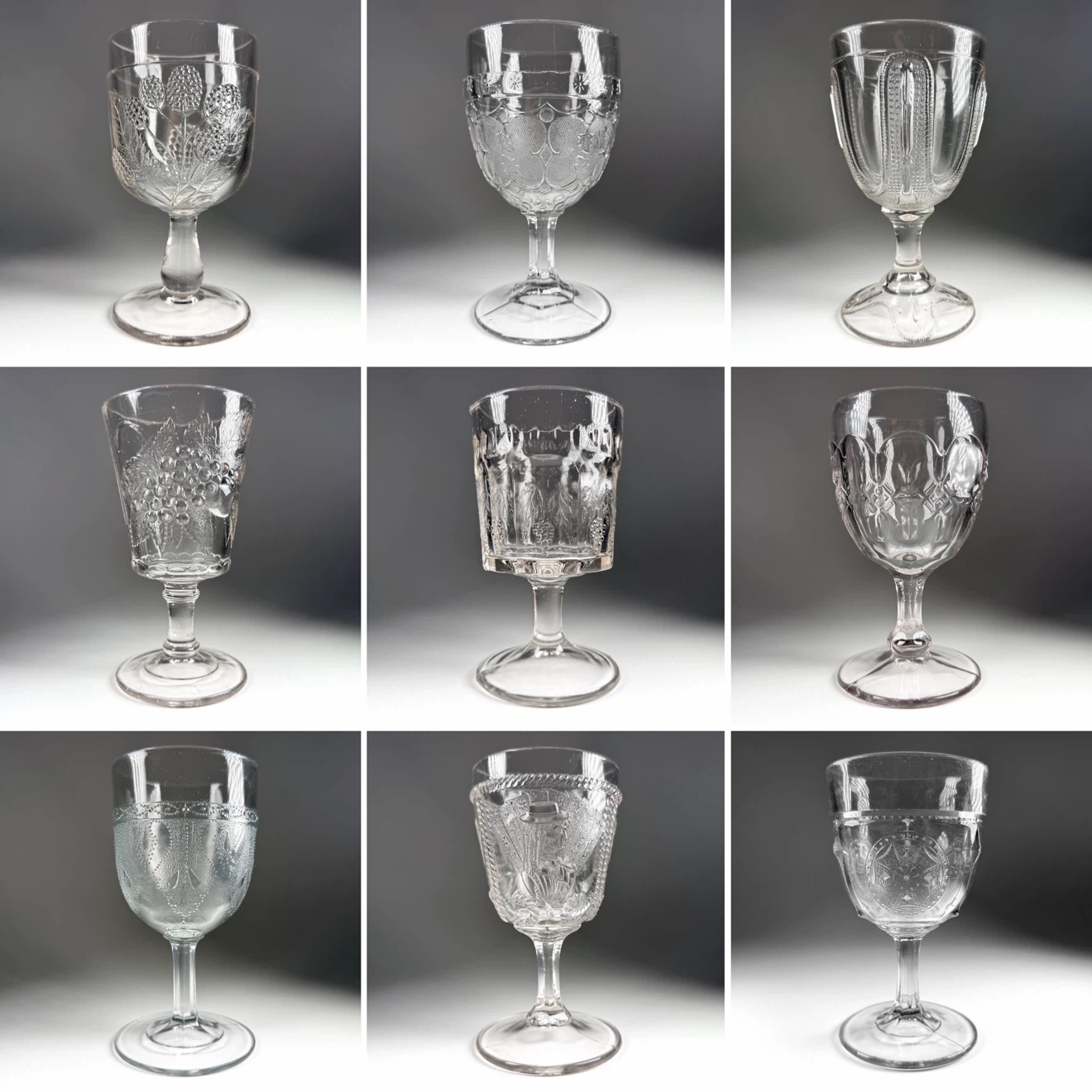 Antique ~1870’s Pressed Glass Goblets (Lot 1)