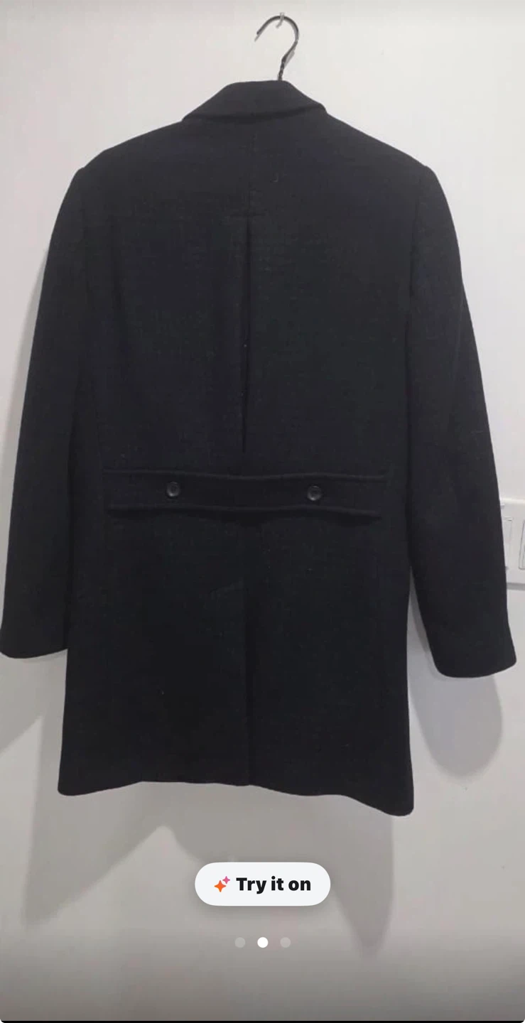 Black Wool Blend Overcoat
