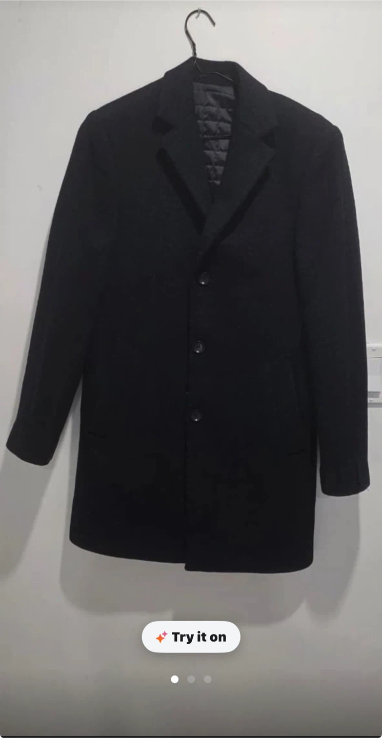 Black Wool Blend Overcoat - photo 2