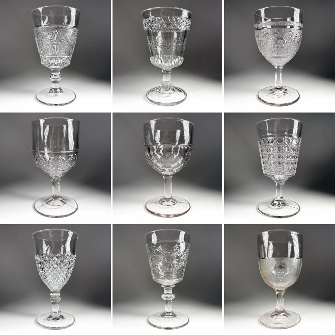 Antique ~1870’s Pressed Glass Goblets (Lot 2)