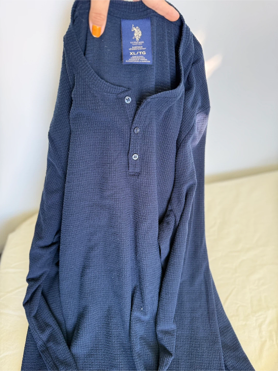 U.S. Polo Assn. Waffle Knit Long Sleeve Shirt - Navy Blue - photo 2