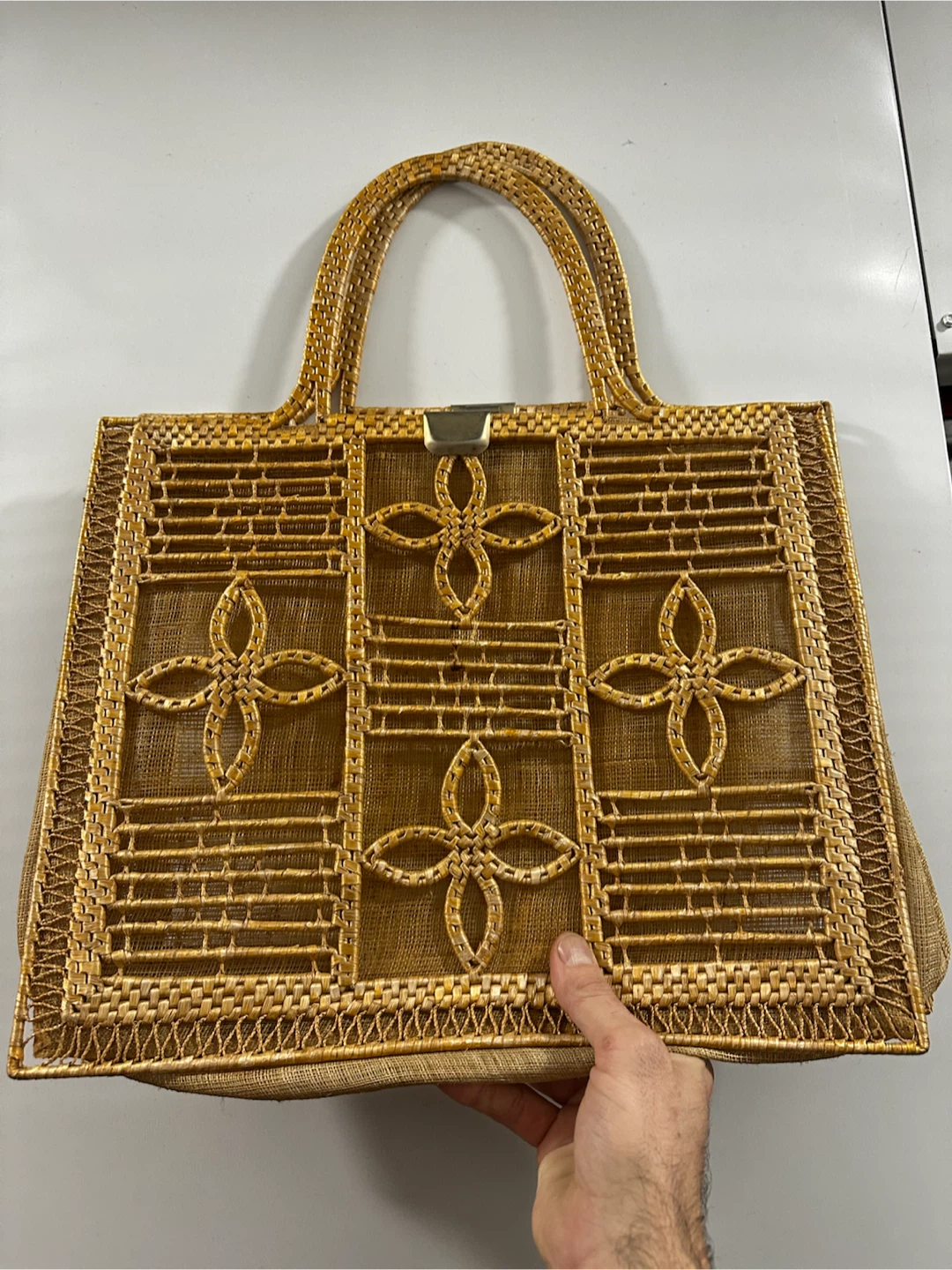 MCM 1960s Valerie Italian Woven Straw Tote Bag