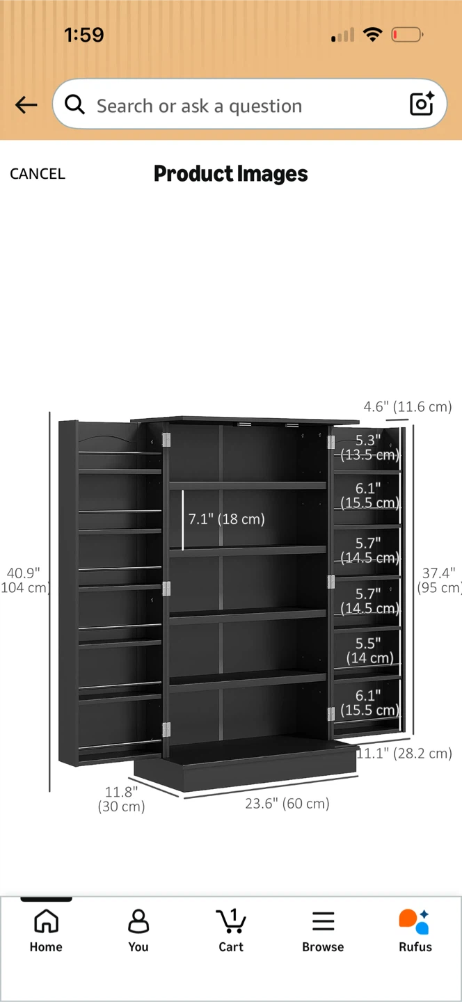 Black Pantry Cabinet with Spice Racks - photo 3