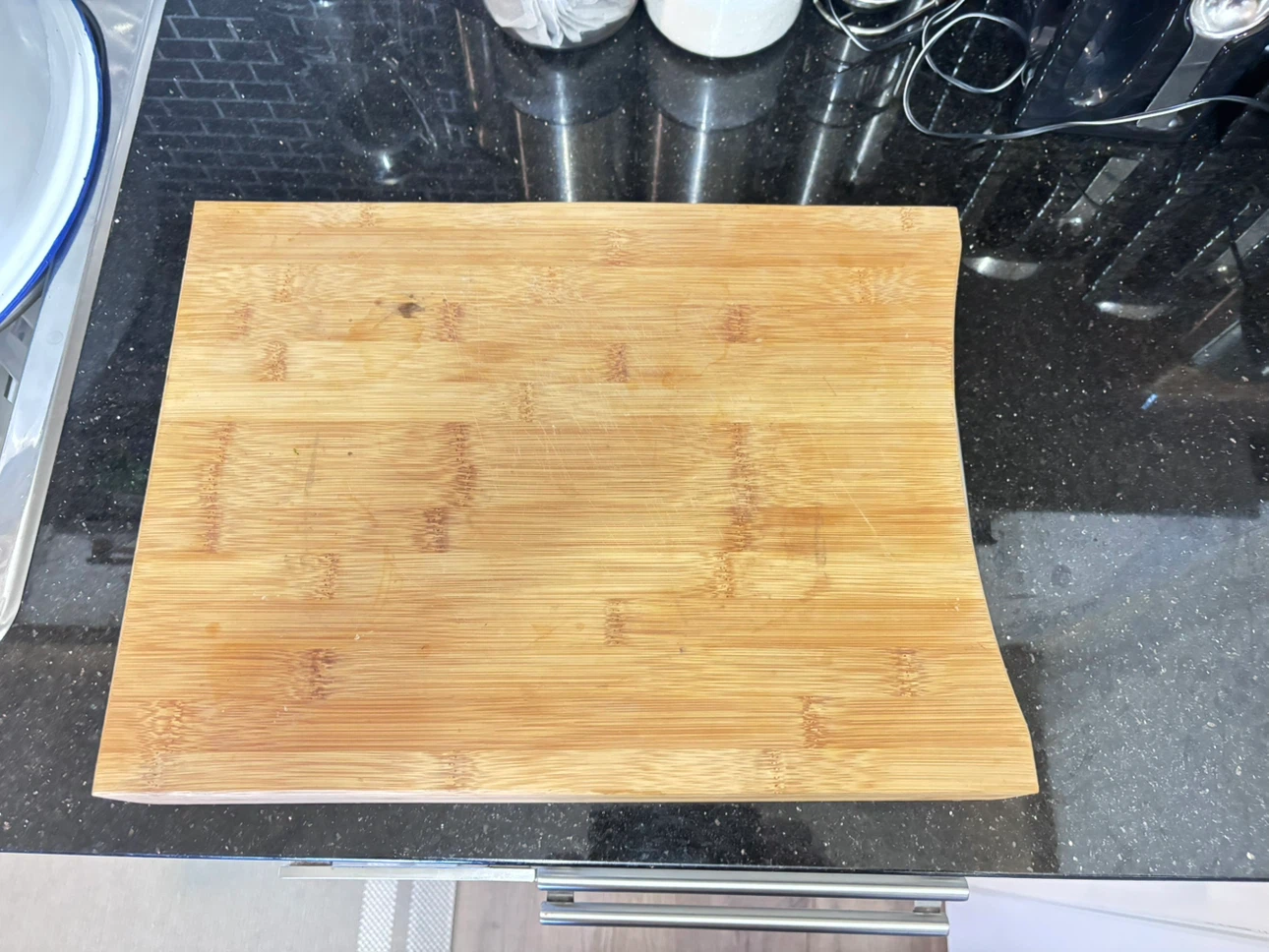 Wood cutting board w/slideout stainless steel tray - photo 2