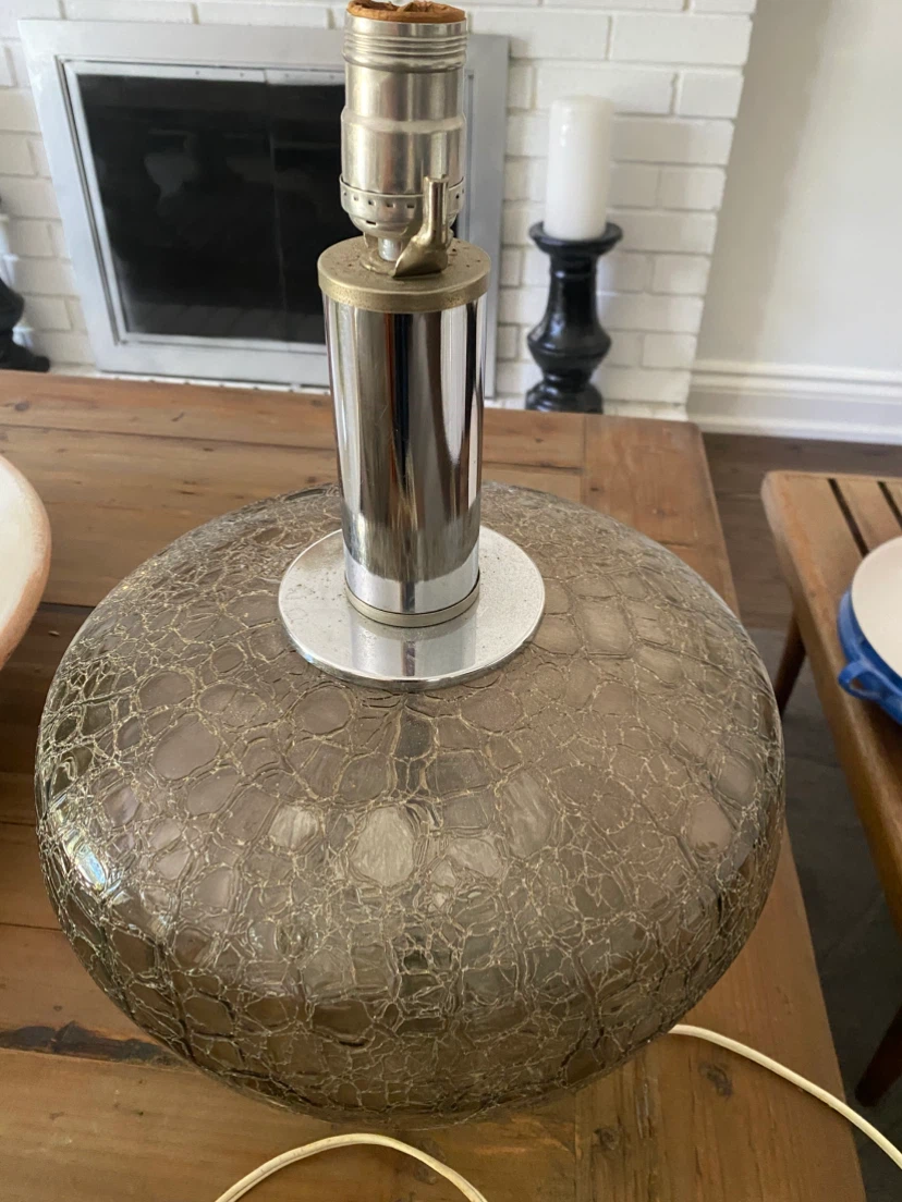 Vintage Mid-Century Crackle Glass Table Lamps - photo 5