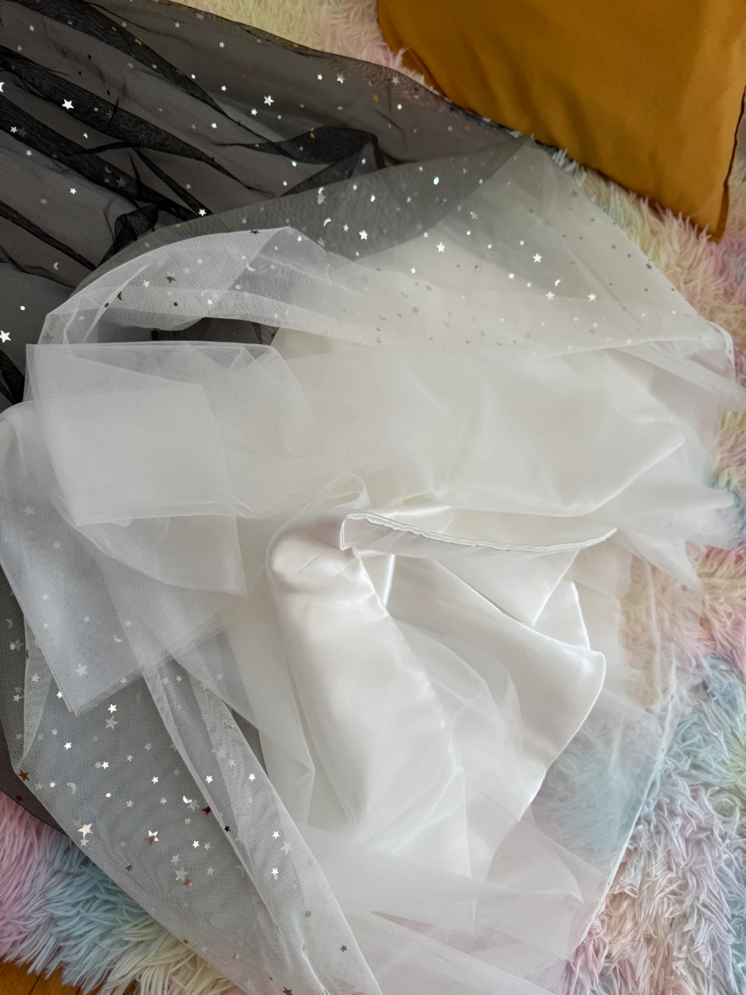 Black One-Shoulder Star Pattern Tulle Dress - photo 5