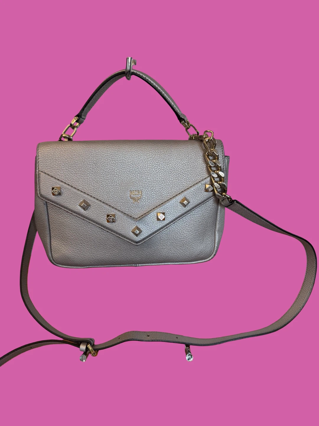 Authentic MCM Studded Leather Crossbody Bag