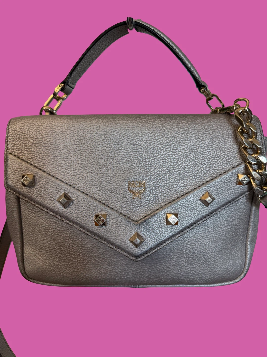 Authentic MCM Studded Leather Crossbody Bag - photo 2