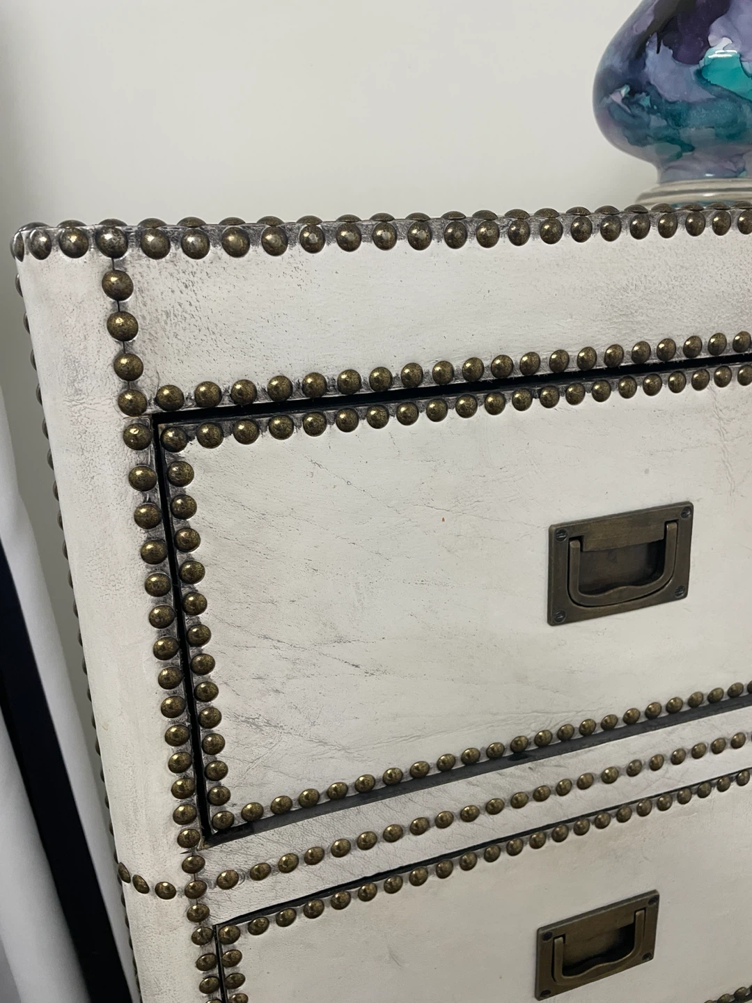 Restoration hardware White Leather Five-Drawer Dresser - photo 3