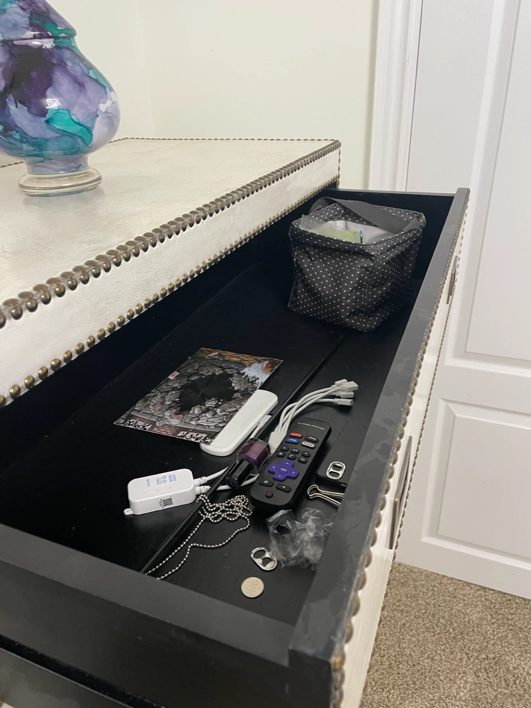 Restoration hardware White Leather Five-Drawer Dresser - photo 4