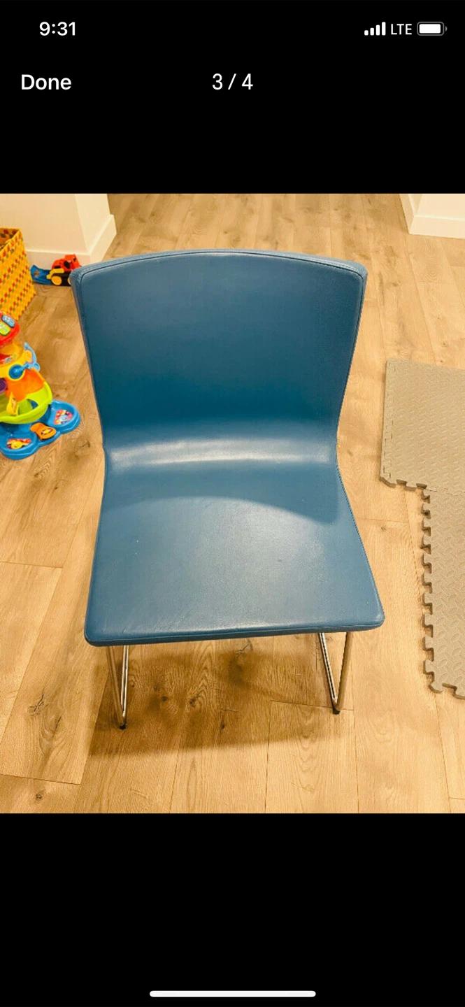 IKEA (2x / 1 Set) BERNHARD Chair Set - Blue Leather - photo 3