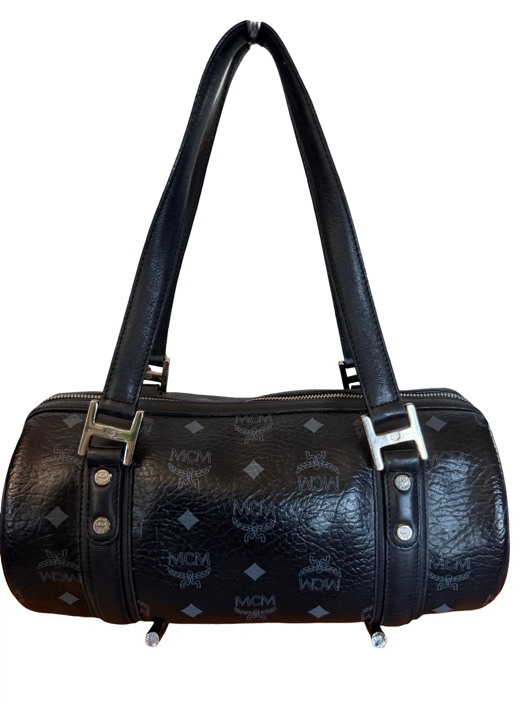 Authentic MCM Black Monogram Barrel Bag Papillon - photo 2
