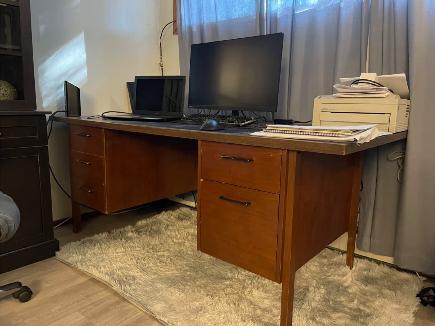 Large Wooden Office Desk with Drawers - photo 2