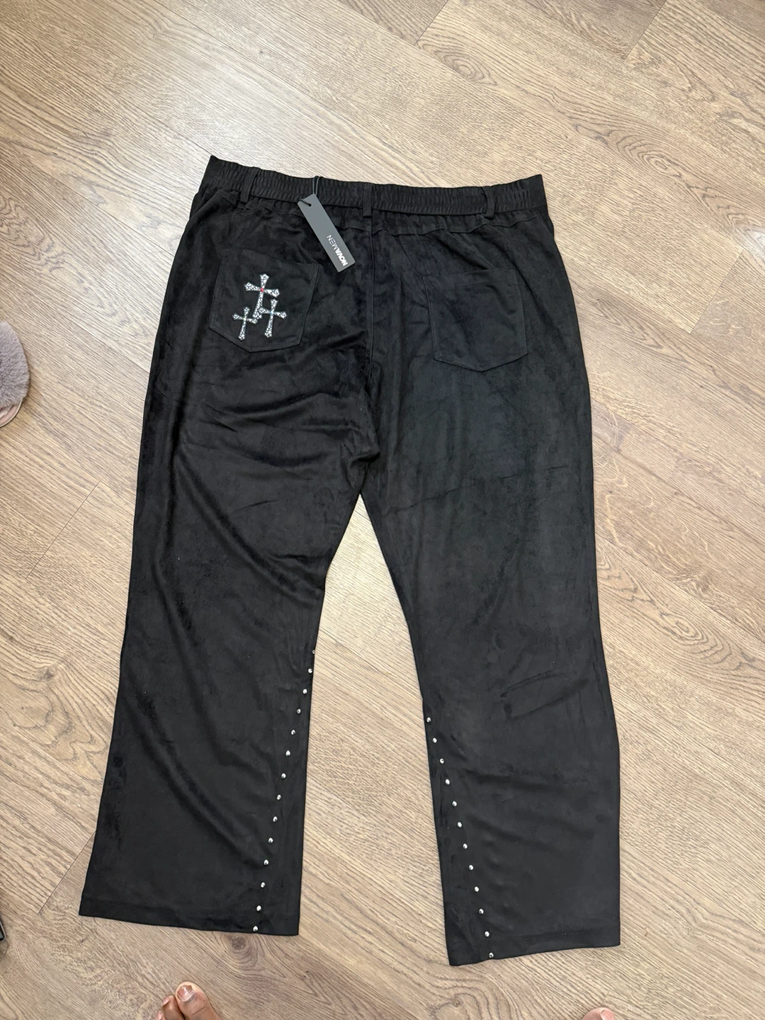 Fashion Nova Slim Stained Truth Suede Pants – Black XXXL