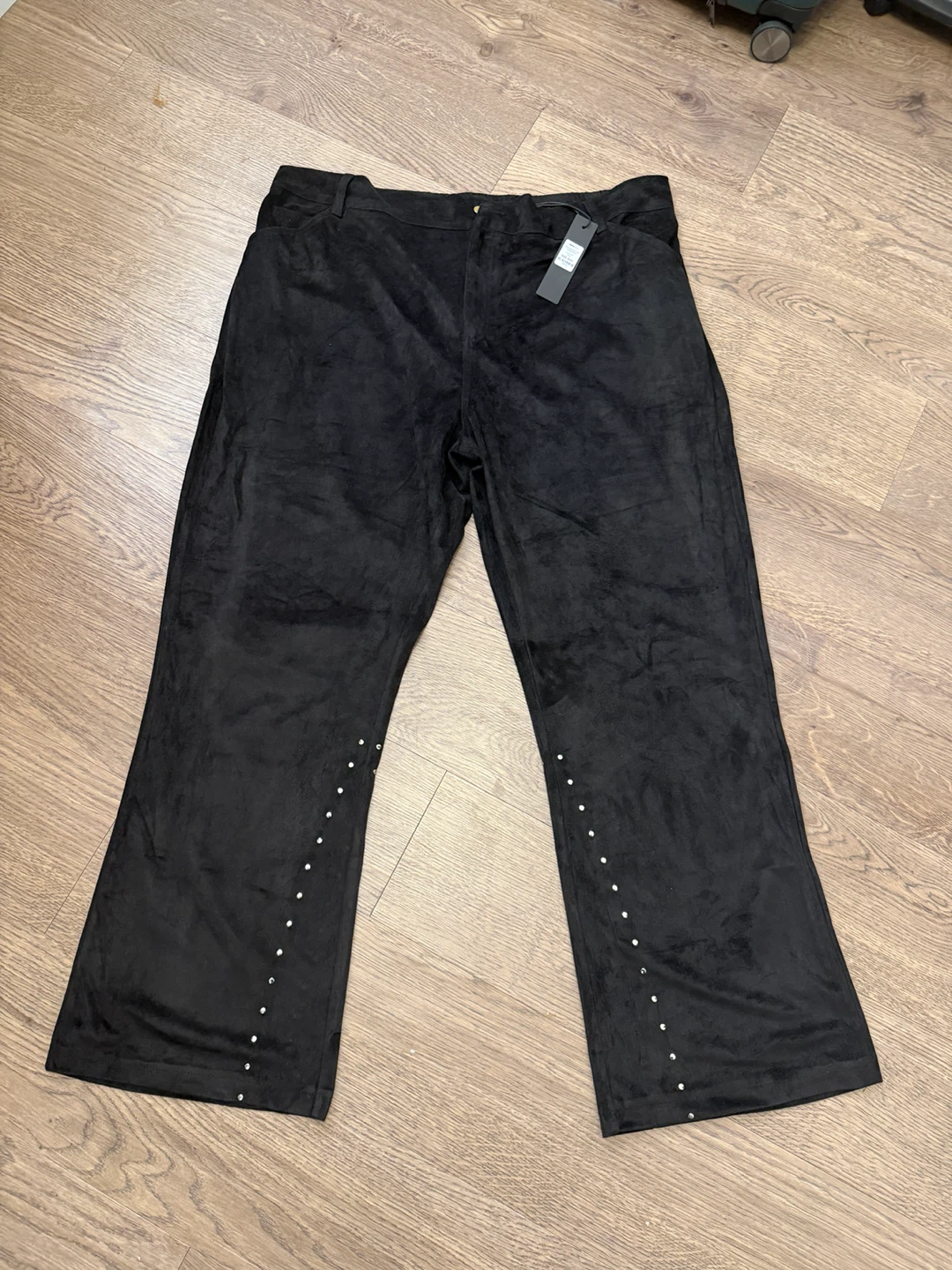 Fashion Nova Slim Stained Truth Suede Pants – Black XXXL - photo 2