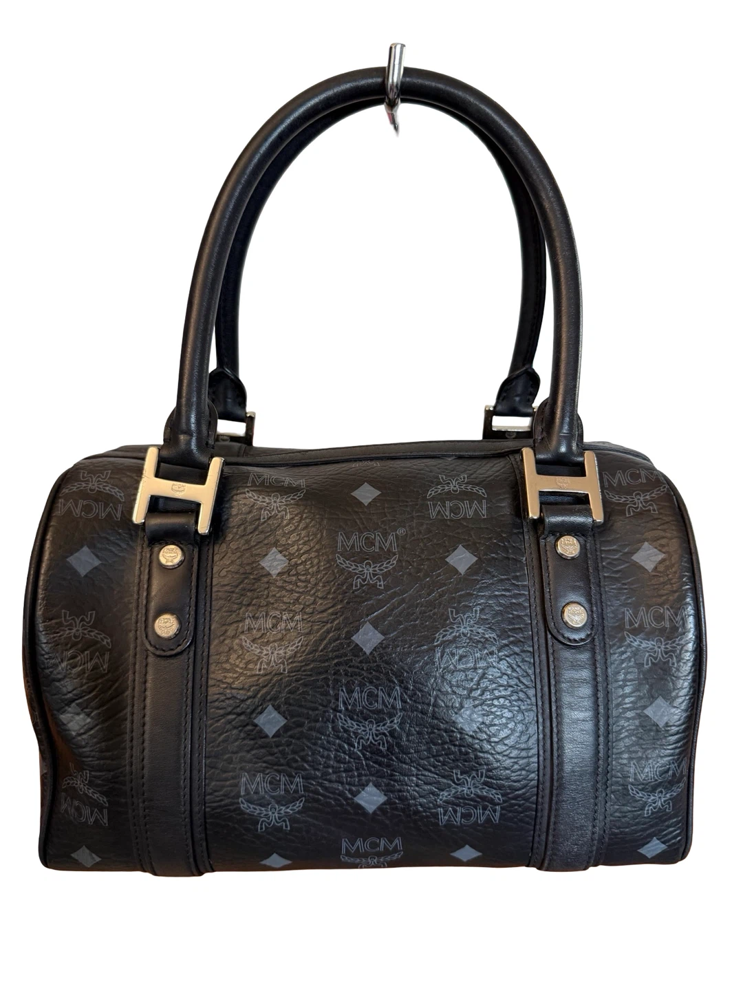 Authentic MCM Black Visetos Leather Boston Bag - photo 2