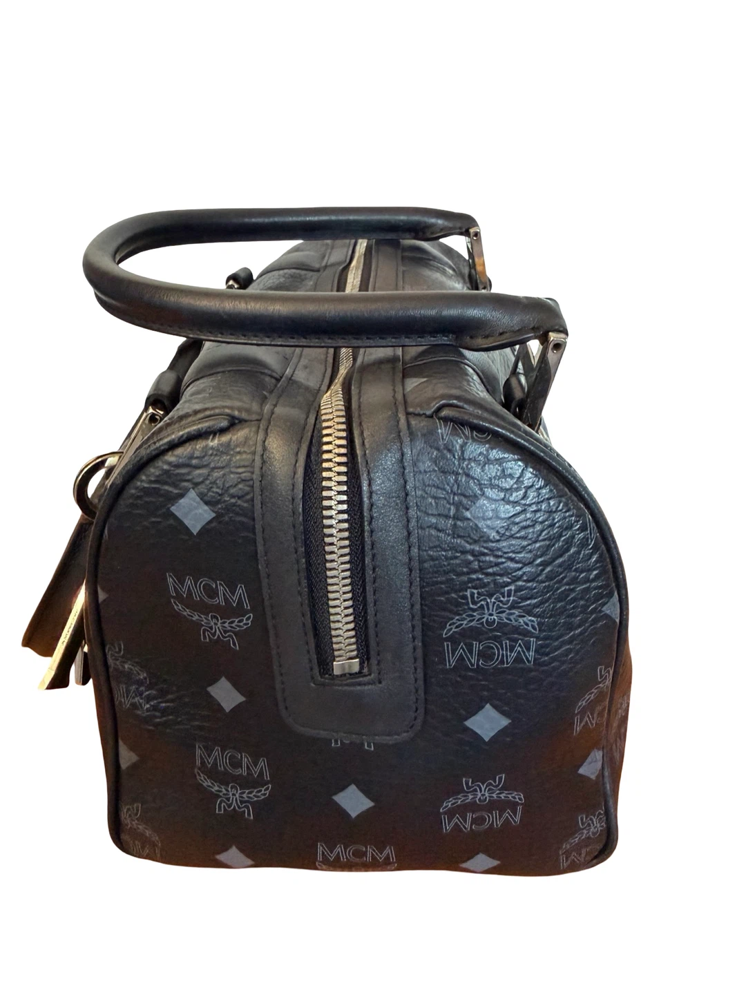 Authentic MCM Black Visetos Leather Boston Bag - photo 4