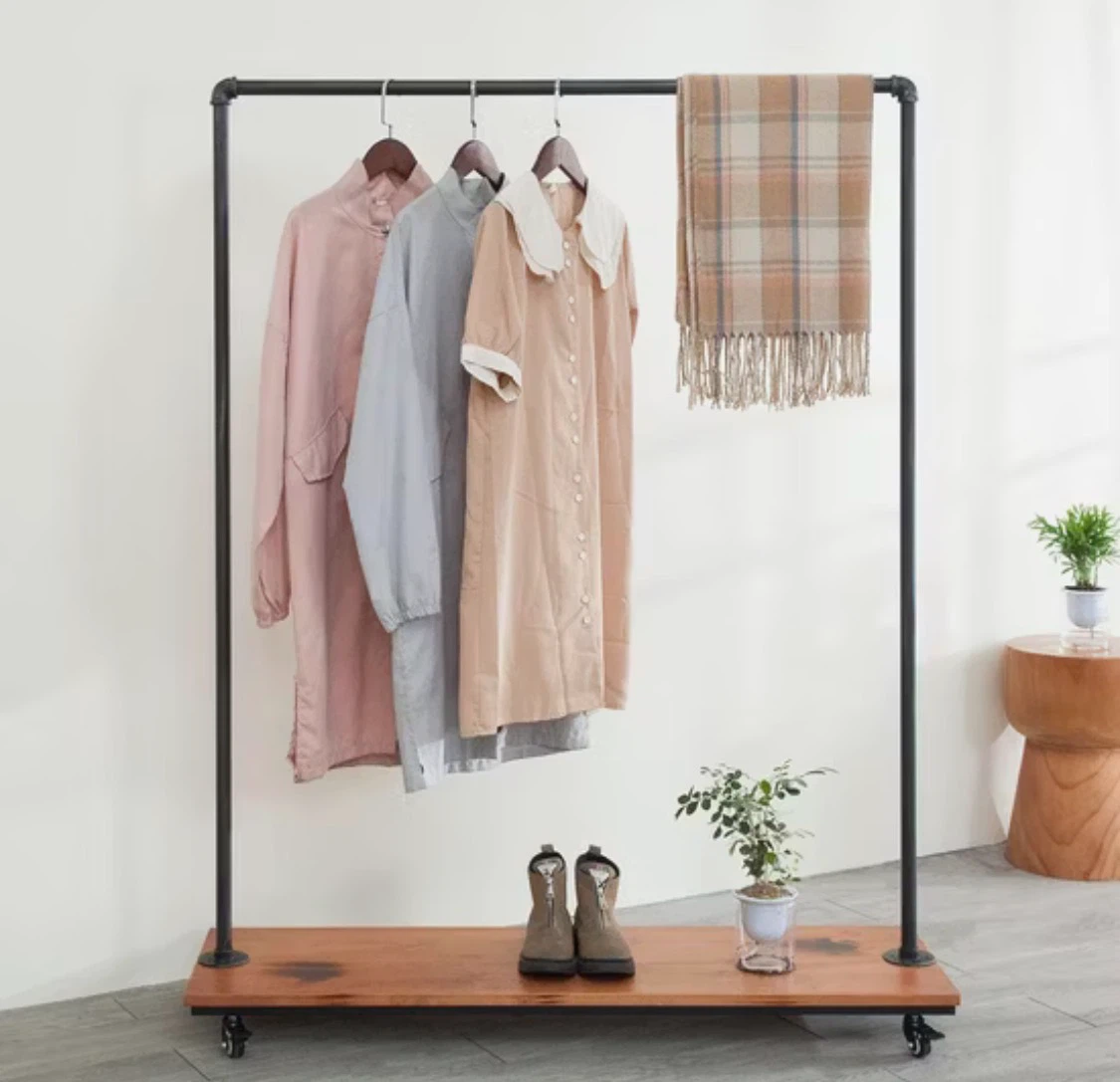 Industrial Style Rolling Garment Rack