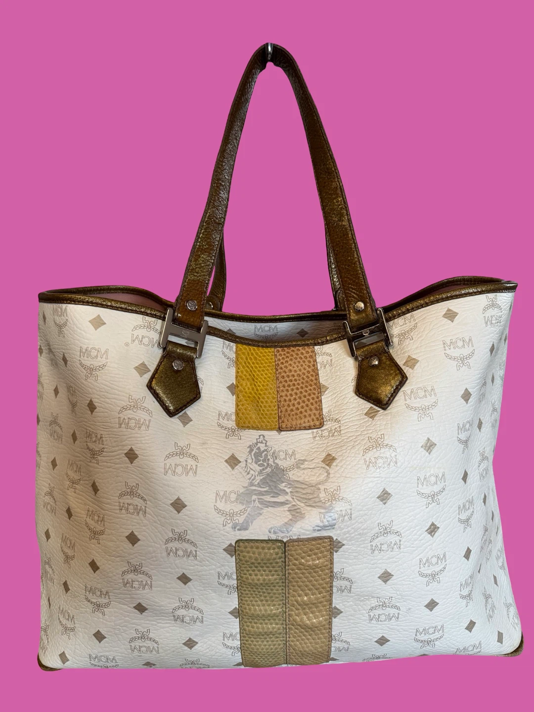 Authentic MCM Visetos Reversible Tote Travel