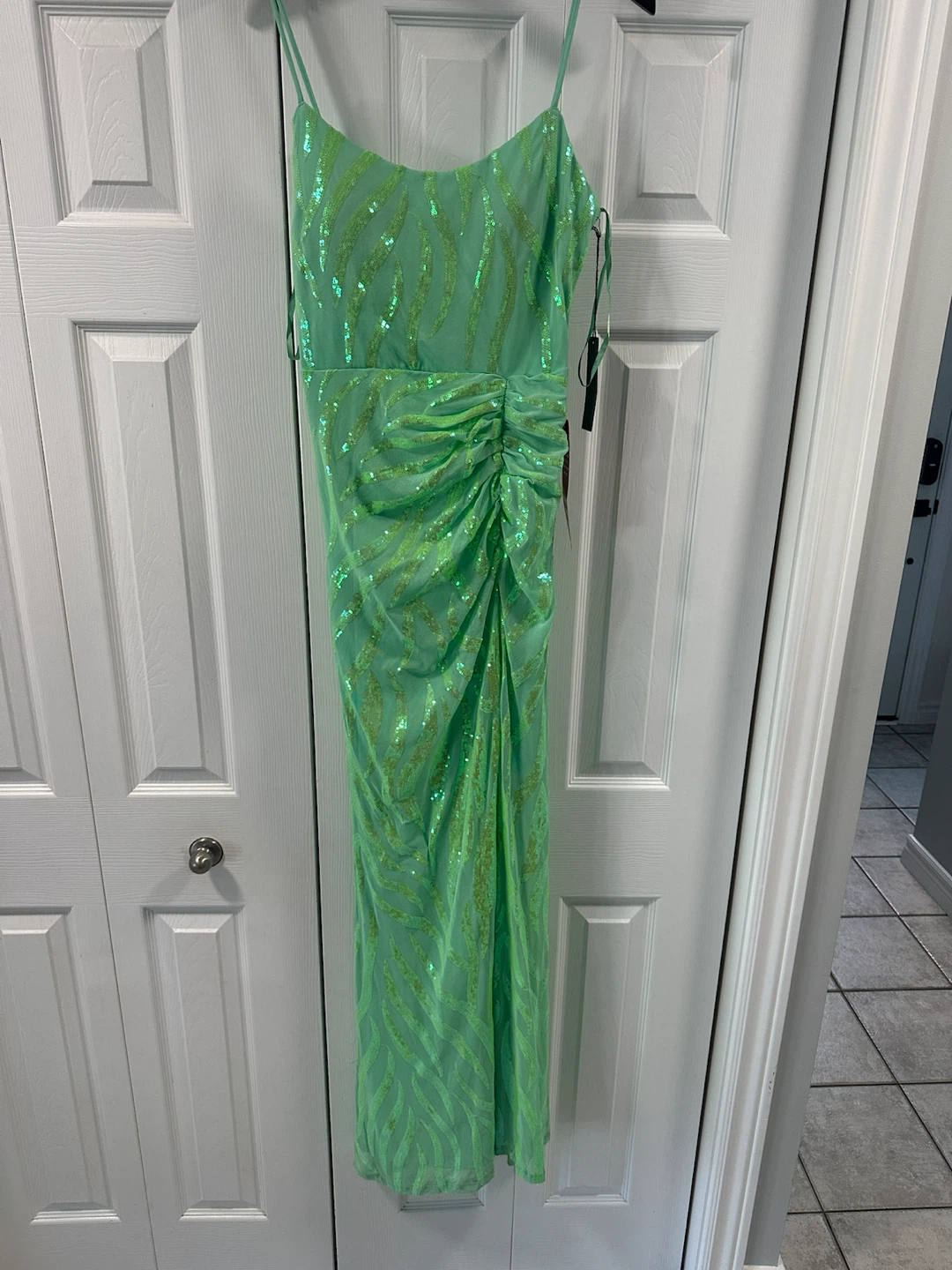 New mint green Sequin long Dress