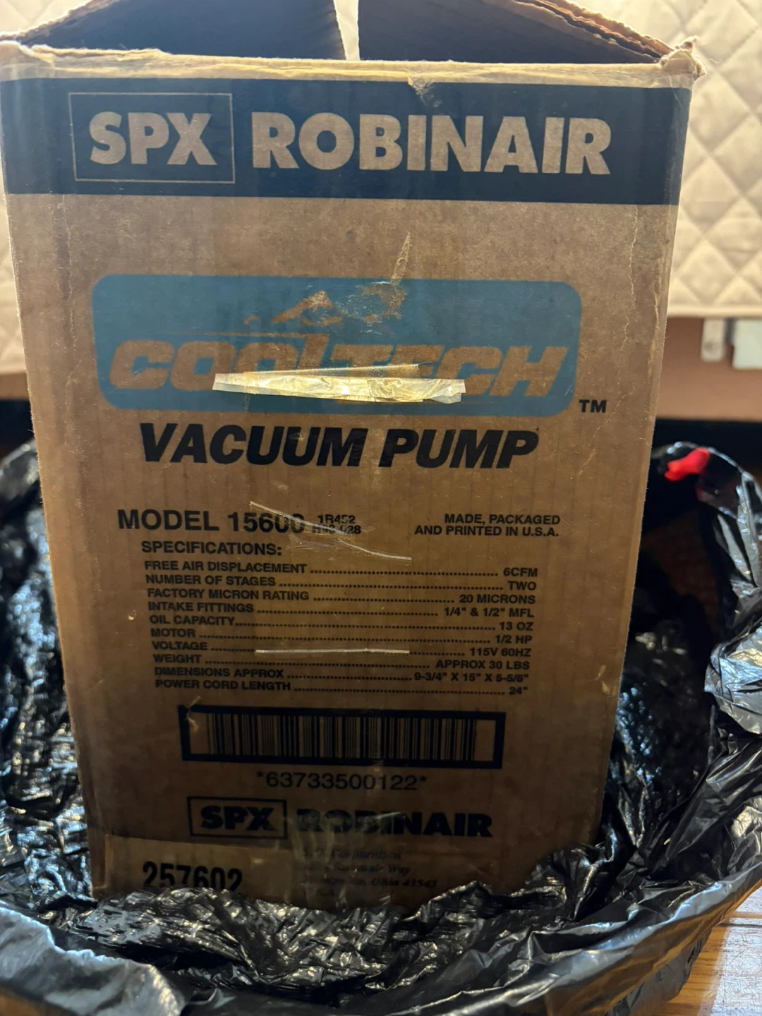 SPX Robinair Cooltech Model 15600 6 CFM Motor HP Vacuum Pump - photo 4