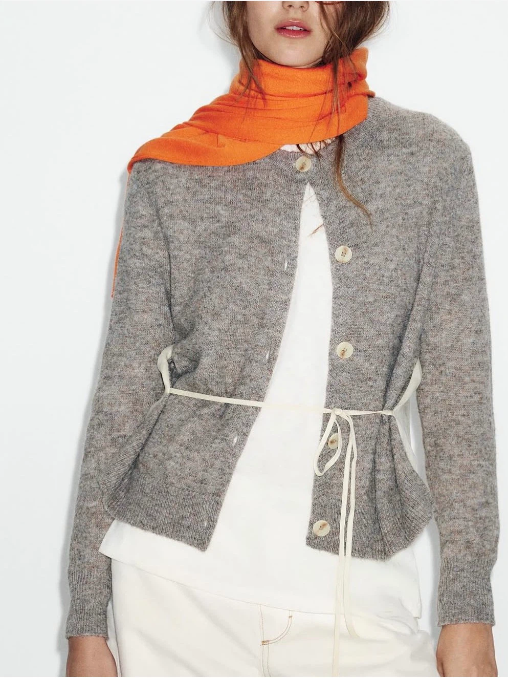 Zara Grey Mixed Media Wool Blend Cardigan Small BNWT
