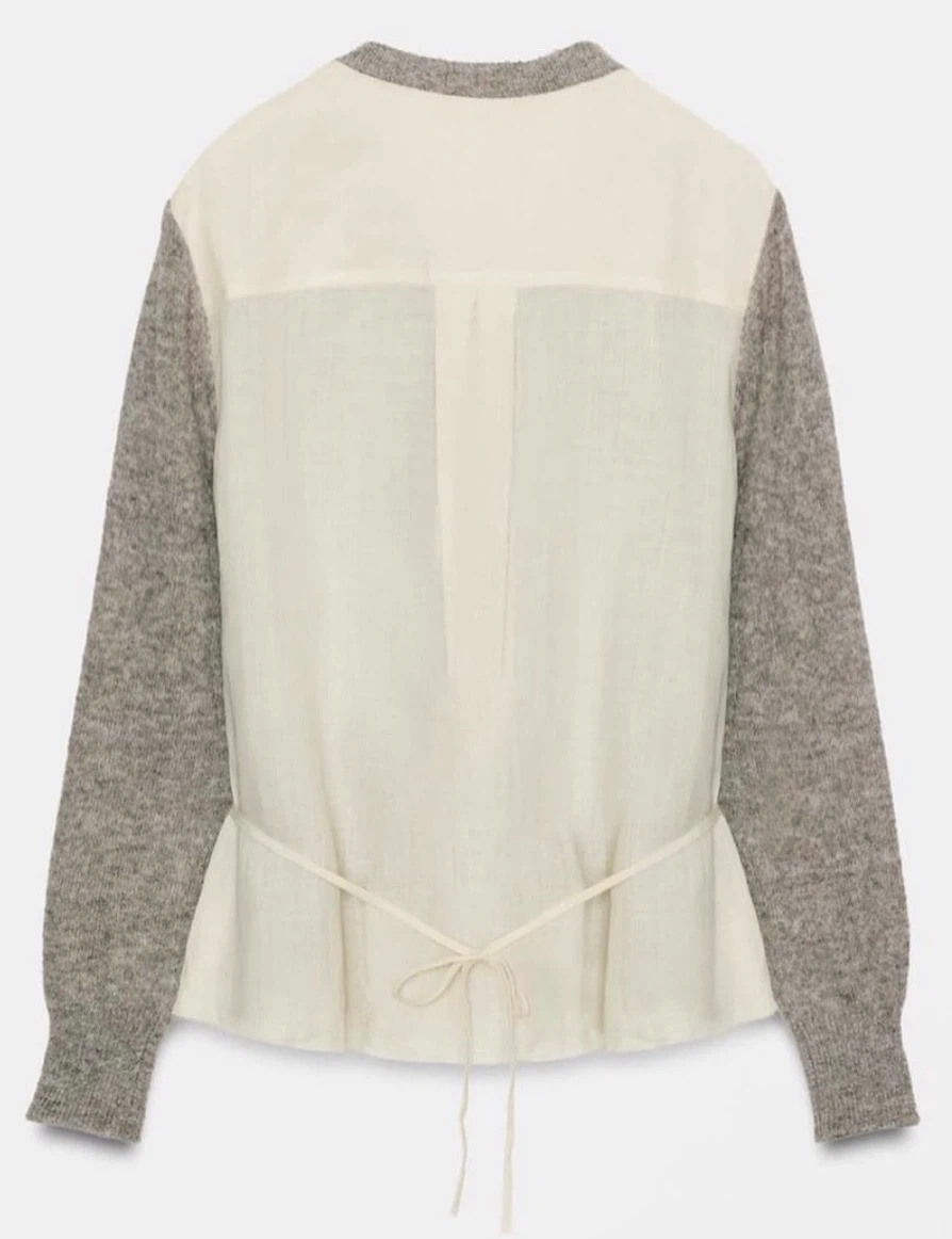 Zara Grey Mixed Media Wool Blend Cardigan Small BNWT - photo 2