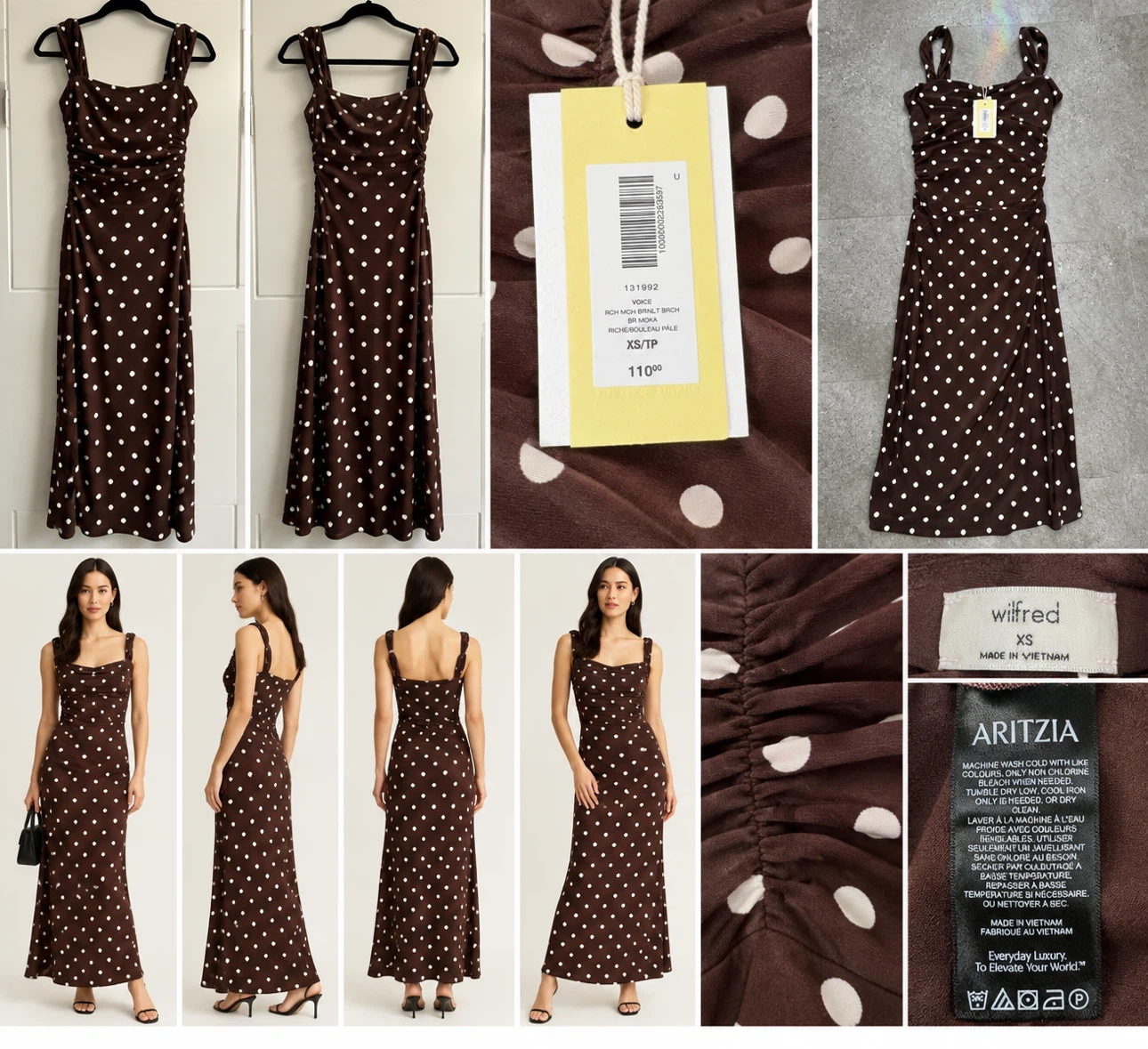 Brand NWT Wilfred Polka Dot Dress - XS