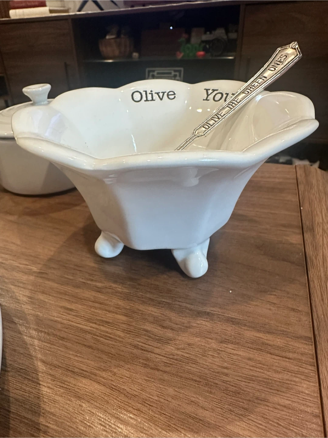 Mud Pie Olive You Ceramic Bowl with Spoon - photo 3