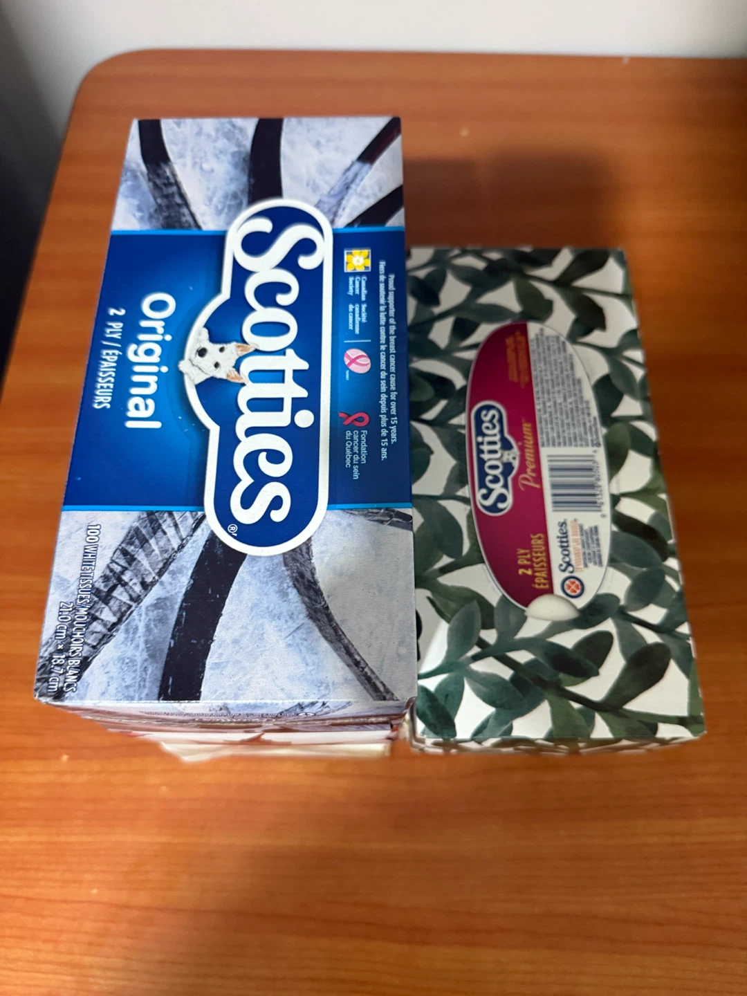 Two boxes of Scotties facial tissues